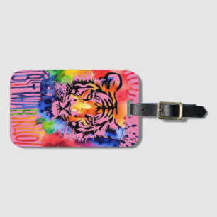 Funny watercolor colourful tiger luggage tag
