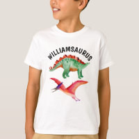 Funny Watercolor Dinosaur Personalized Name 