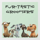 Funny Watercolor Dog Groomers Boutique Blue