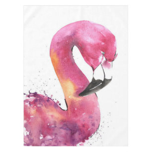 Funny Watercolor Pink Flamingo Gifts Lover Tablecloth