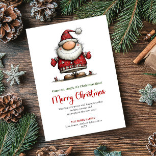 Funny Watercolor Santa Classic Holiday Greeting Card