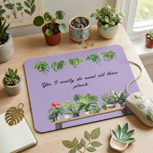 Funny Watercolor Violet Plant Lover Houseplant Mouse Pad