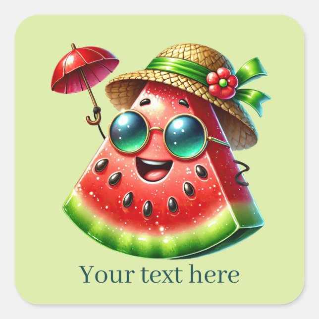 Funny watermelon add text square sticker (Front)