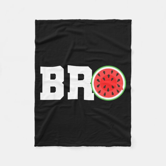 Funny Watermelon Bro Cute Summer Vacation Brother Fleece Blanket (Front)
