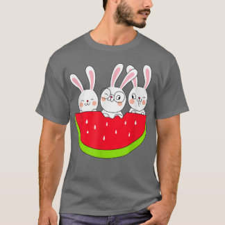 Funny Watermelon Bunny Summer Fruit Watermelon Lov T-Shirt