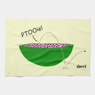 Funny Watermelon Cartoon with Seeds Kitchen Towel