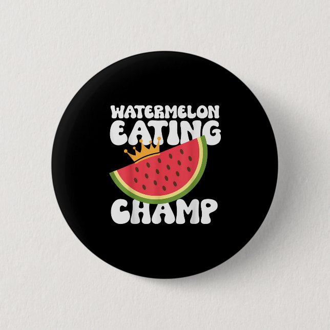 Funny Watermelon Eating Champ Summer Eating  2 Inch Round Button (Front)