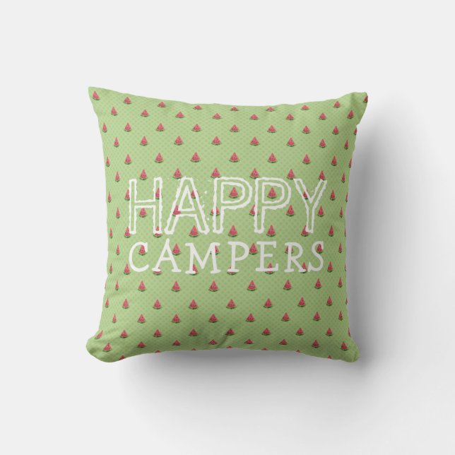 Funny Watermelon Green Polka Dots | Happy Campers Outdoor Pillow (Front)