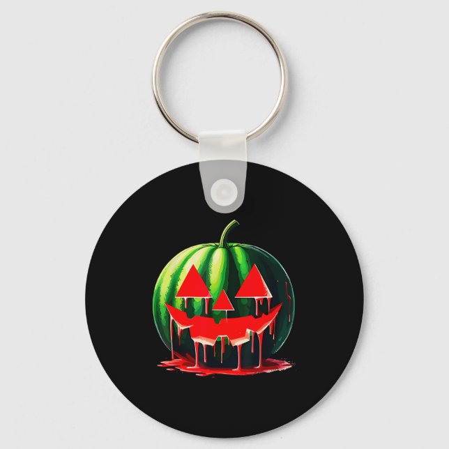 Funny Watermelon Jack O Lantern Soky Dripng Fruit  Keychain (Front)
