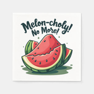 Funny Watermelon Pun "Melon-choly No More"  Napkin