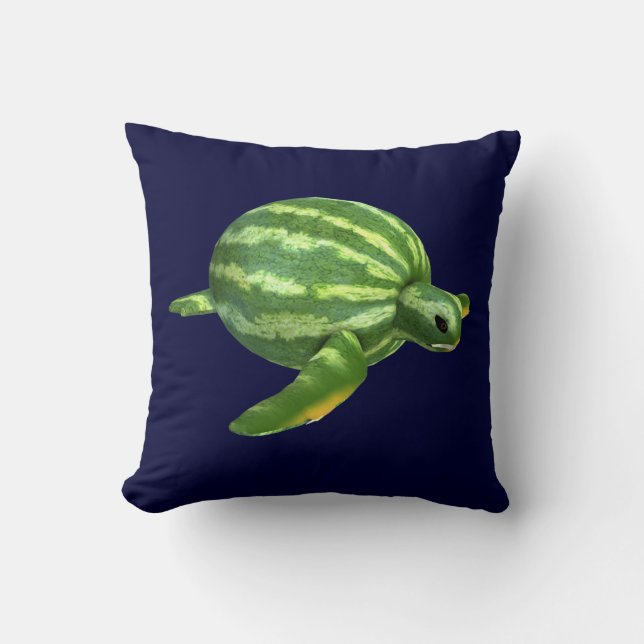 Funny Watermelon Seaturtle Throw Pillow (Front)