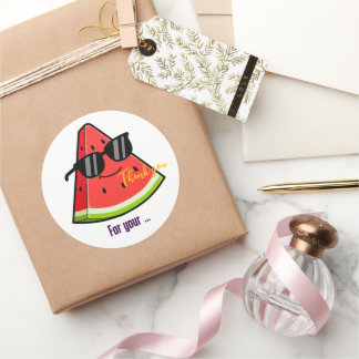 Funny Watermelon Sunglasses Thank You Classic Round Sticker