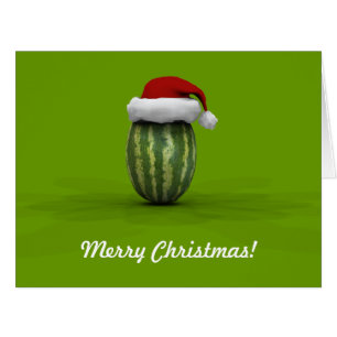 Funny Watermelon With Santa Claus Hat