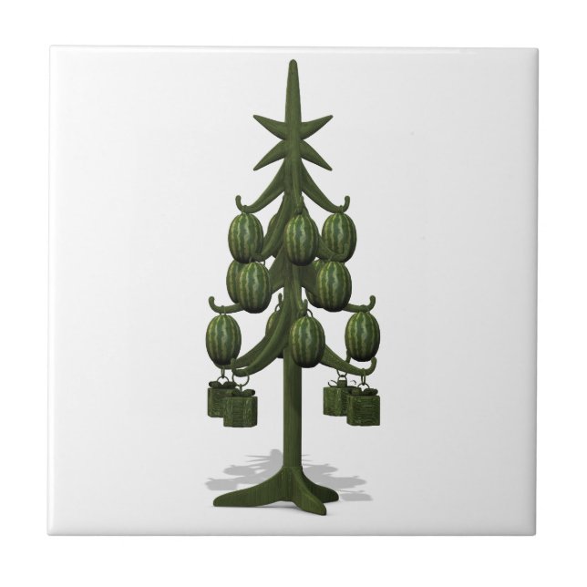 Funny Watermelons Christmas Tree Tile (Front)