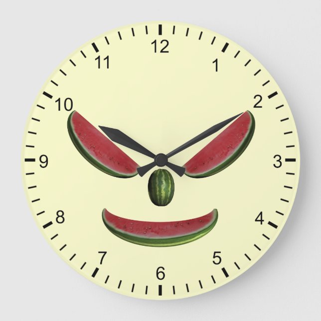 Funny Watermelons Face Large Clock (Front)