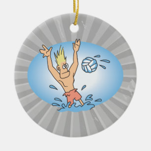 funny waterpolo dude cartoon ceramic ornament