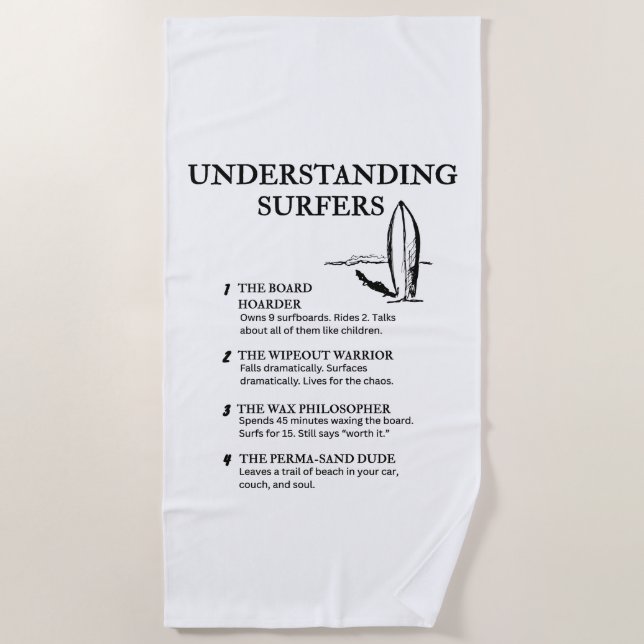 Funny Wave Life Humour for Beach Addicts Beach Towel (Front)