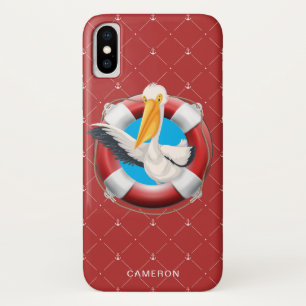 Funny Waving Pelican Nautical Add Your Name Case-Mate iPhone Case