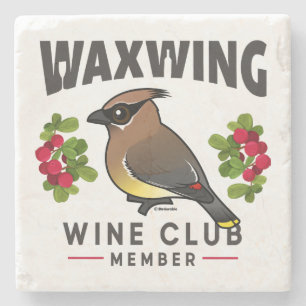 Funny Waxwing Wine Club Birdorable Stone Coaster
