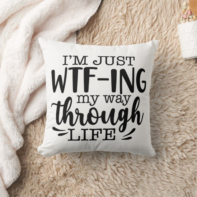 Funny Way Through Life Throw Pillow (Blanket)