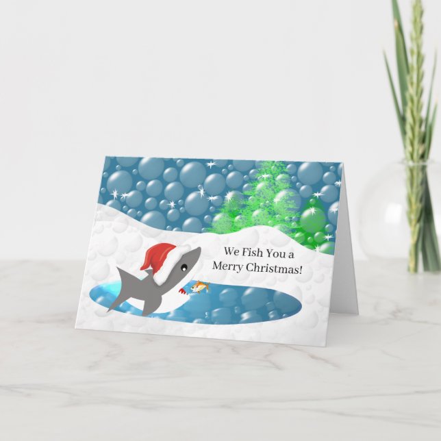 Funny - We Fish You a Merry Shark Christmas Holiday Card (Front)