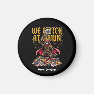 Funny We Stitch At Dawn Raccoon Sewing Quilting Magnet