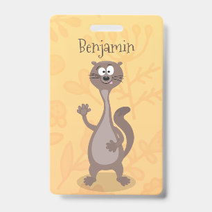 Funny weasel cartoon illustration badge