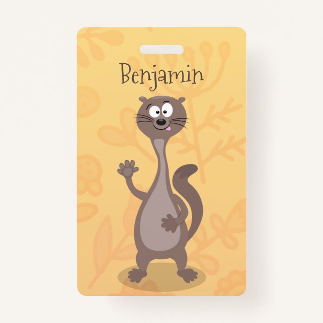 Funny weasel cartoon illustration badge (Front)