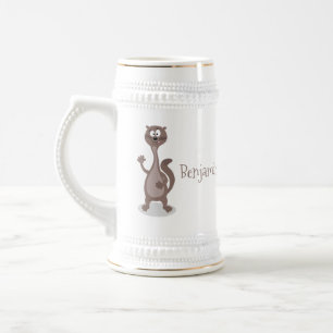 Funny weasel cartoon illustration beer stein