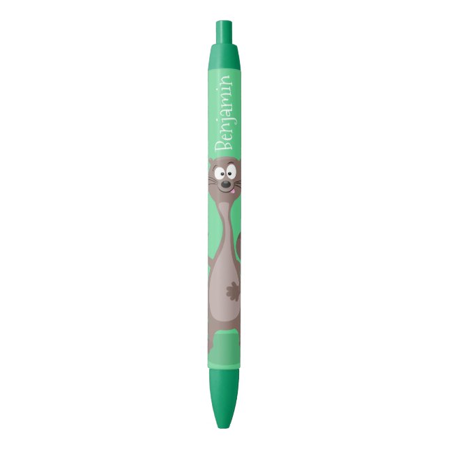 Funny weasel cartoon illustration black ink pen (Front Vertical)
