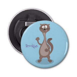 Funny weasel cartoon illustration bottle opener