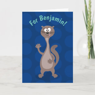 Funny weasel cartoon illustration card