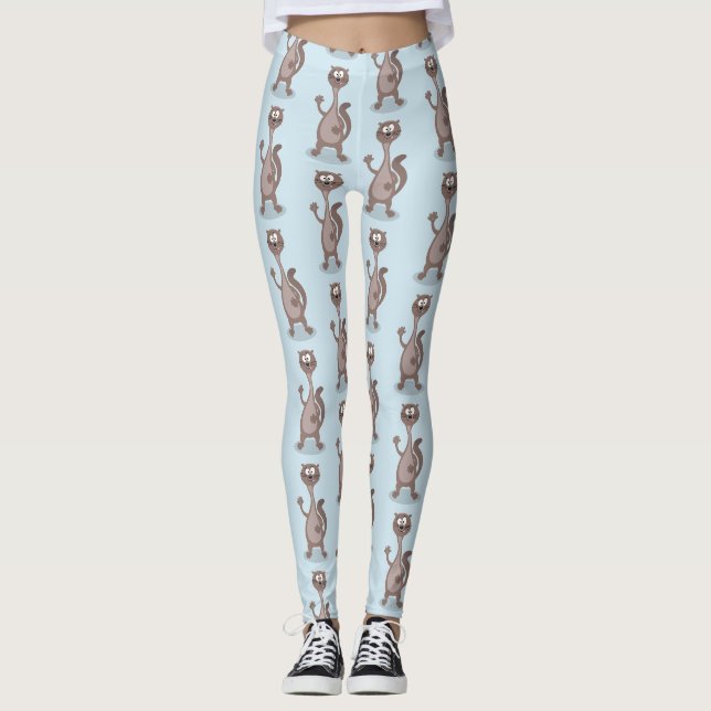 Funny weasel cartoon illustration leggings (Front)