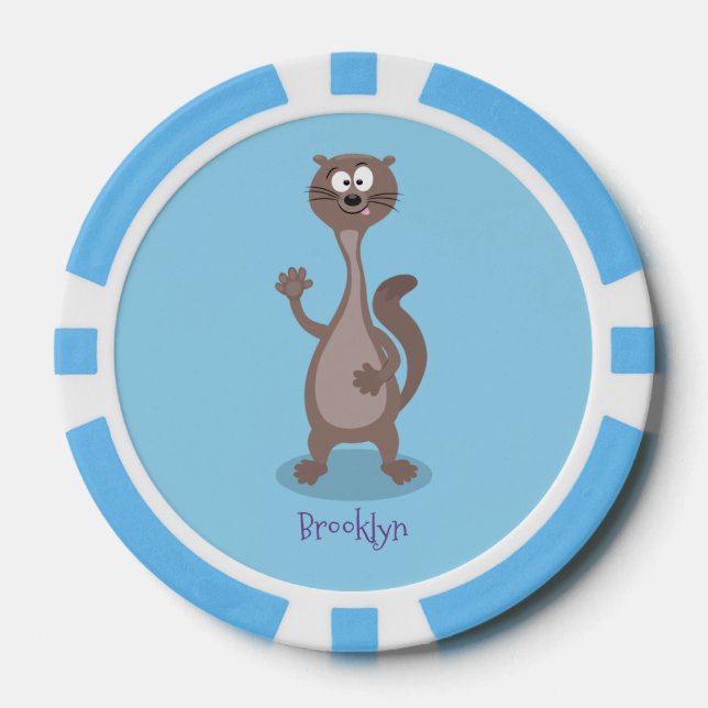Funny weasel cartoon illustration poker chips (Front)
