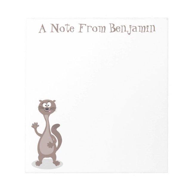 Funny weasel cartoon illustration saying hello notepad (Front)