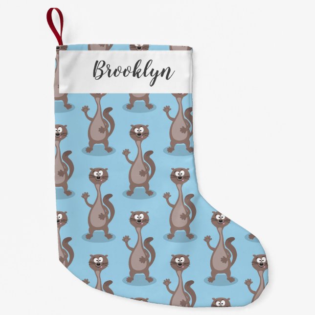 Funny weasel cartoon illustration small christmas stocking (Front)