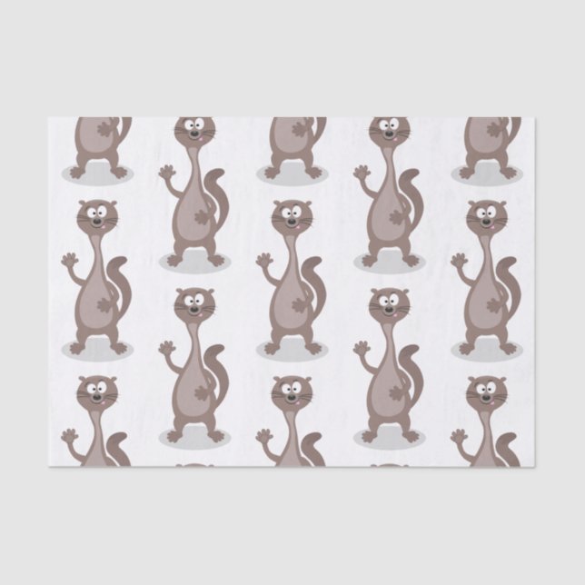 Funny weasel cartoon illustration tissue paper (Front)