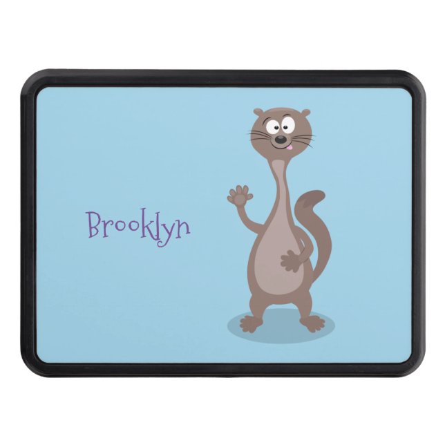 Funny weasel cartoon illustration trailer hitch cover (Front)