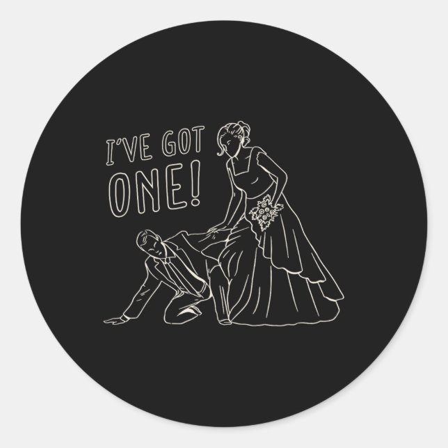 Funny Wedding Bride And Groom Design  Classic Round Sticker (Front)