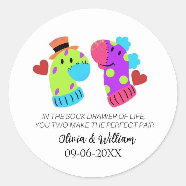 Funny Wedding Card, Couples Card, Funny Engagement Classic Round Sticker (Front)