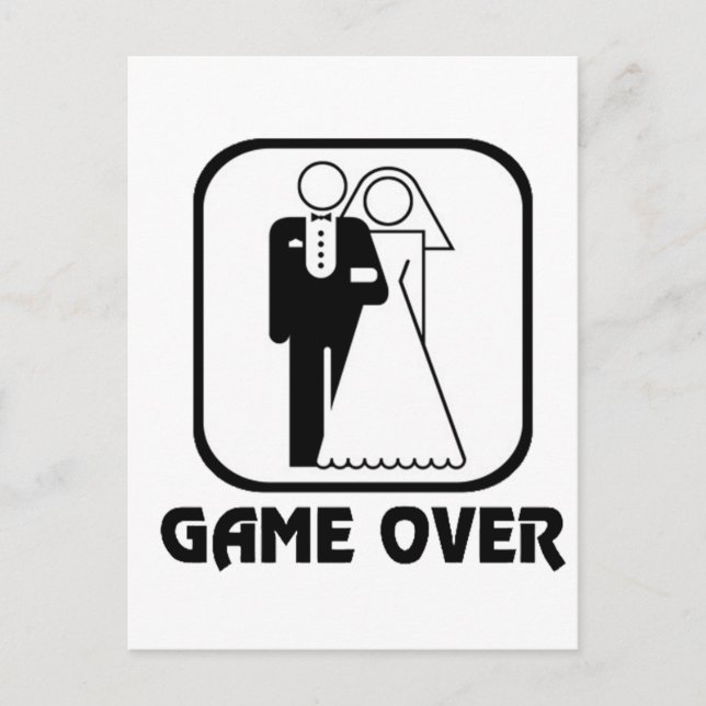 Funny wedding Game Over Postcard (Front)