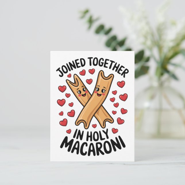 Funny Wedding Pasta Engagement Joined Together  Postcard (Standing Front)