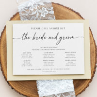 Funny Wedding Phone Numbers Contacts Card