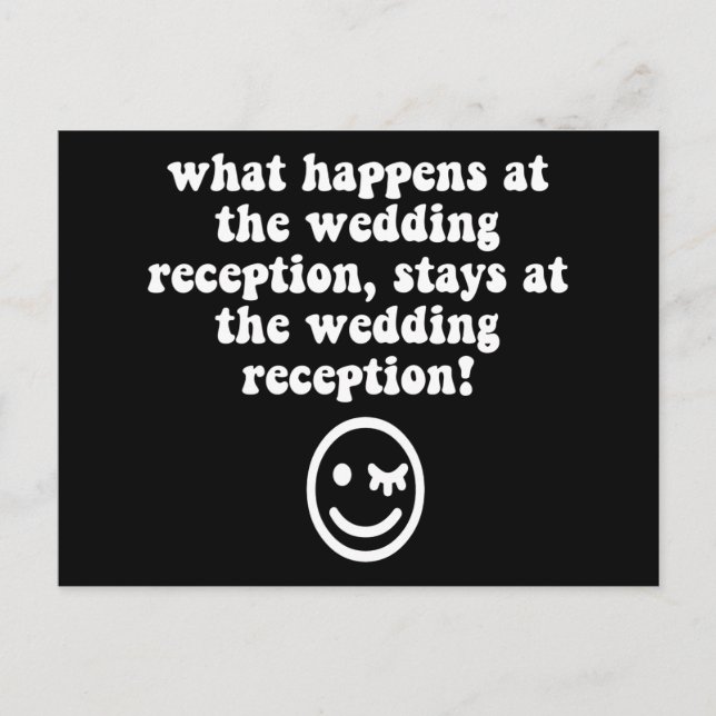 Funny wedding reception postcard (Front)