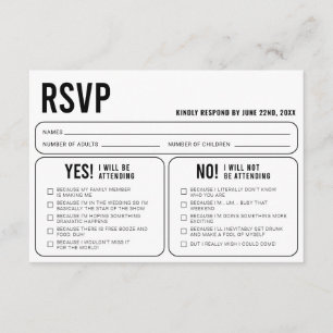 Funny Wedding Response RSVP Enclosure Card