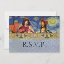 Funny Wedding RSVP Baroque Ornate Figurative