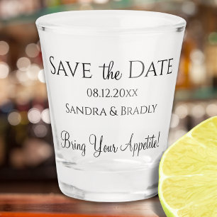 Funny Wedding Save the Date Black White Typography Shot Glass
