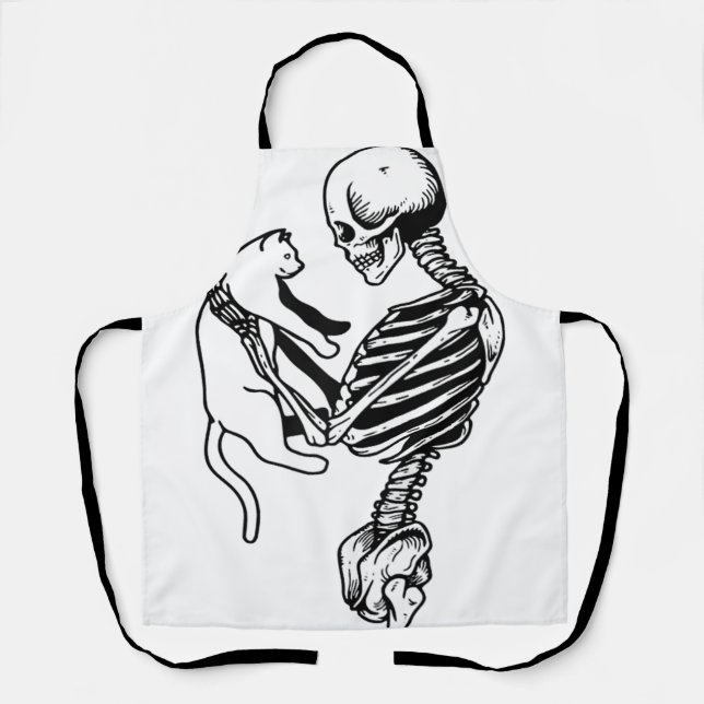 FUNNY WEDNESDAY CAT HALLOWEEN CAT SPOOKY CAT SCARY APRON (Front)