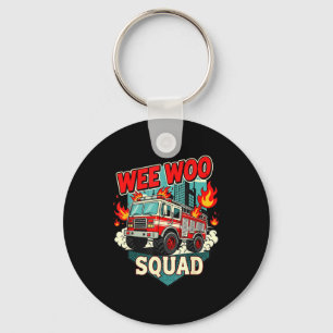 Funny Wee Woo Squad Fire Department Firefighter Fi Keychain