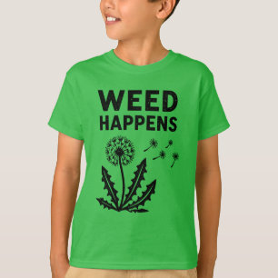 Funny Weed Happens Vintage Dandelion Ink Stamp Art T-Shirt
